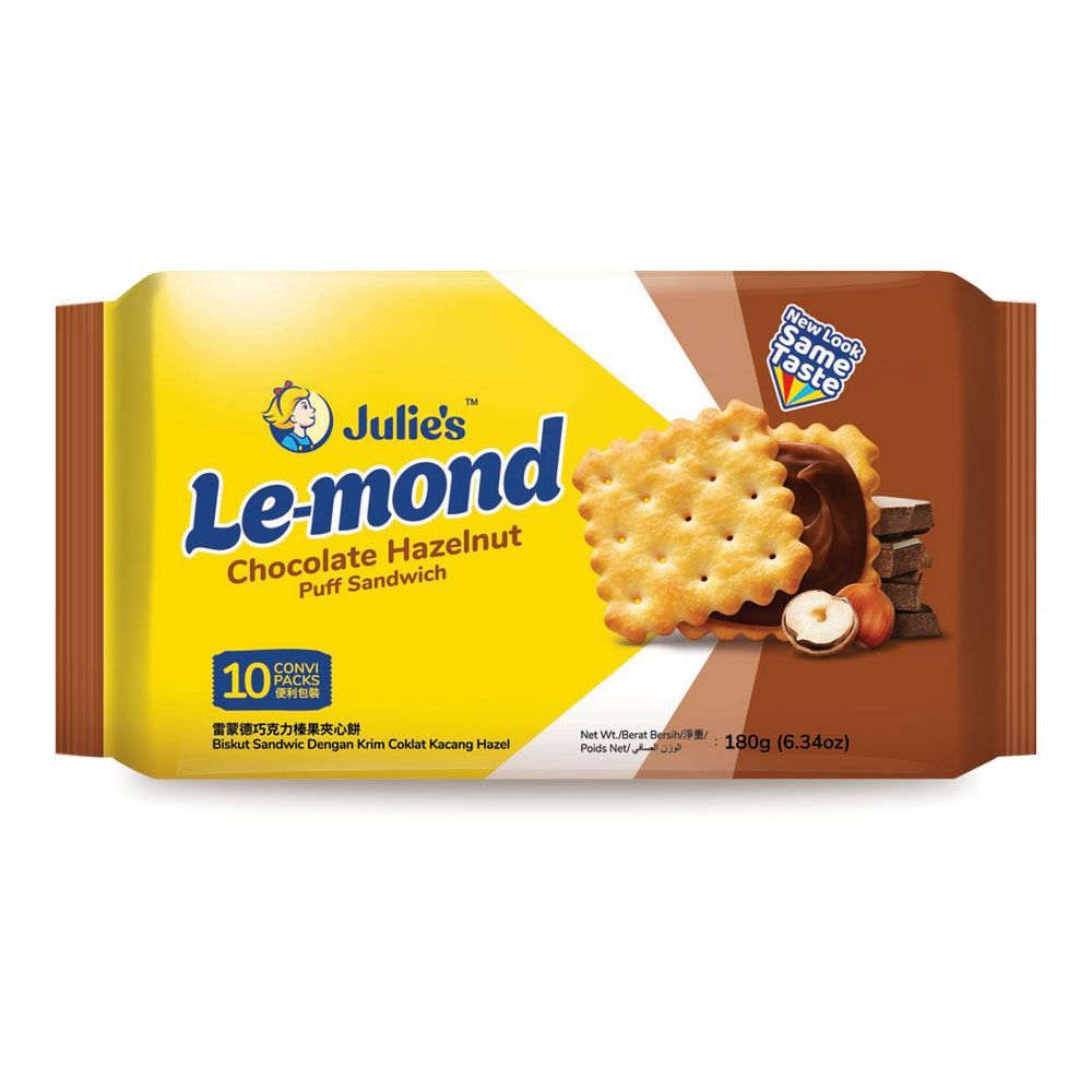 Julie's LeMond Sandwich Biscuit (Chocolate Hazelnut) Pack 10x18gm