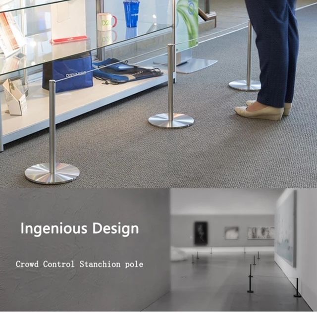 Stanchions with Cord, Stainless Steel 45CM (Black / Silver)