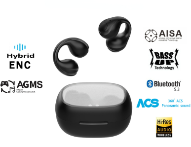 Amgras Spacebuds Ⅱ Pro Bone Conduction Earbuds Earphone Bluetooth Gaming Mode LED Display Sport Panoramic Sound
