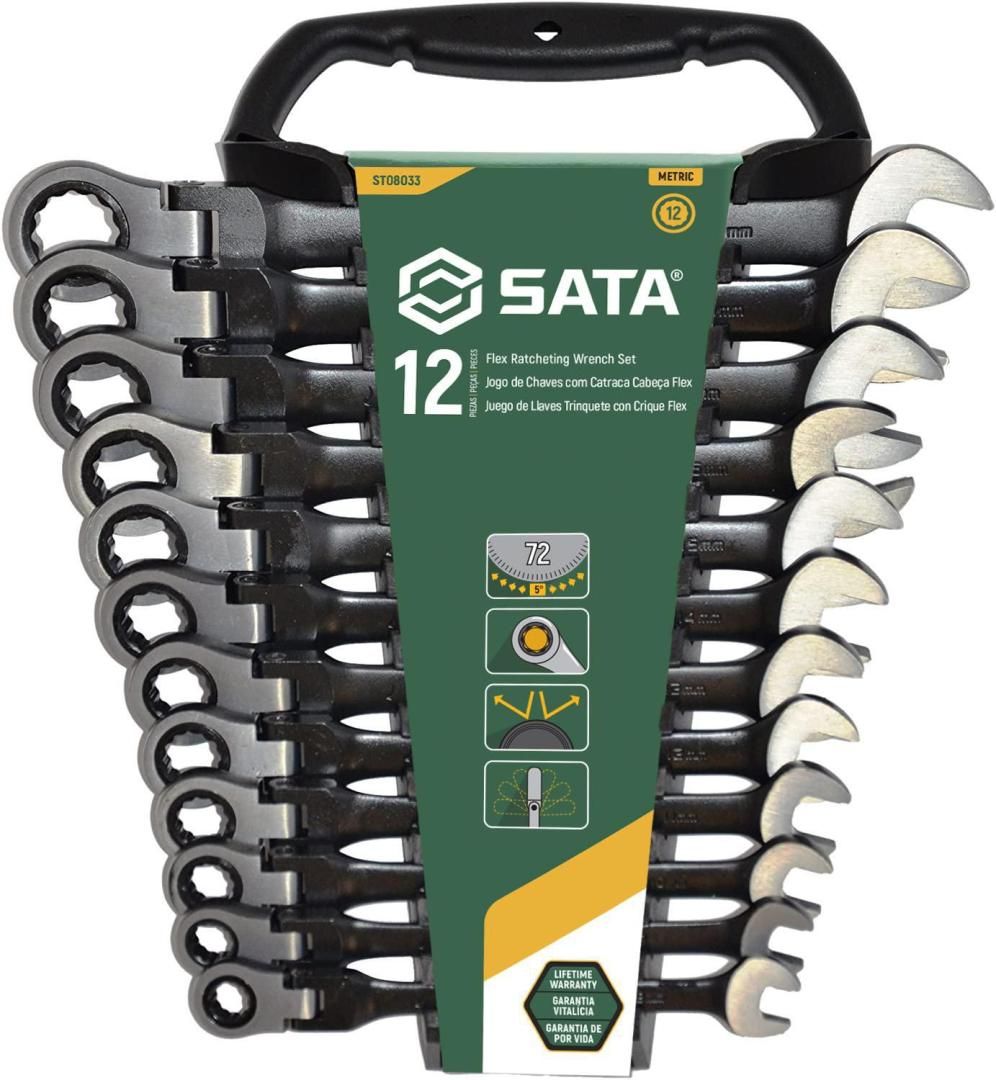 Sata FLEX RATCH WRENCH MET SET BLACK 12P SATA