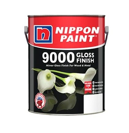1L Nippon Paint 9000 Gloss Finish/ Wood & Metal/ Cat Minyak Pagar Besi Pintu Kayu Luar Dalam/ Kilat/ Oil Base 1 Liter