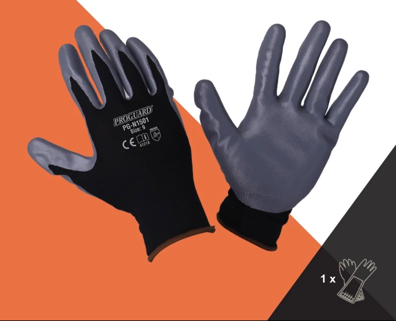 Proguard Black Nylon Shell Grey Nitrile Coated Glove General Glove Excellent Abrasion Resistant Glove