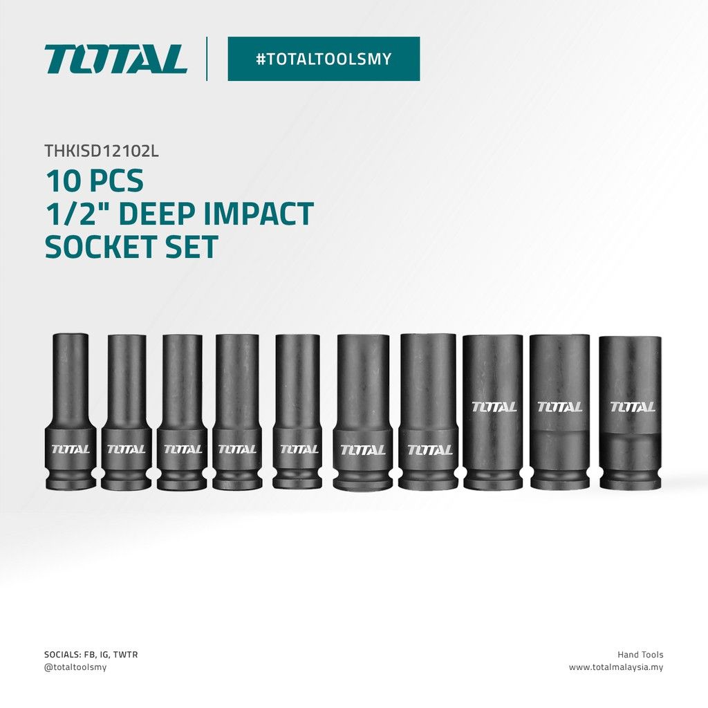 TOTAL DEEP IMPACT SOCKET SET (1/2"/10 PCS) THKISD12102L