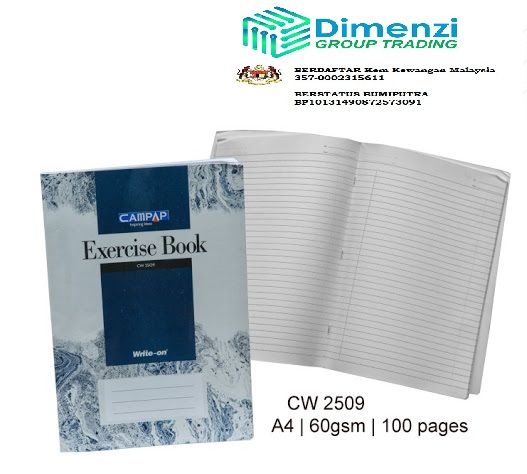 Campap Write-On Exercise Book A4 60gsm 100pages CW2509