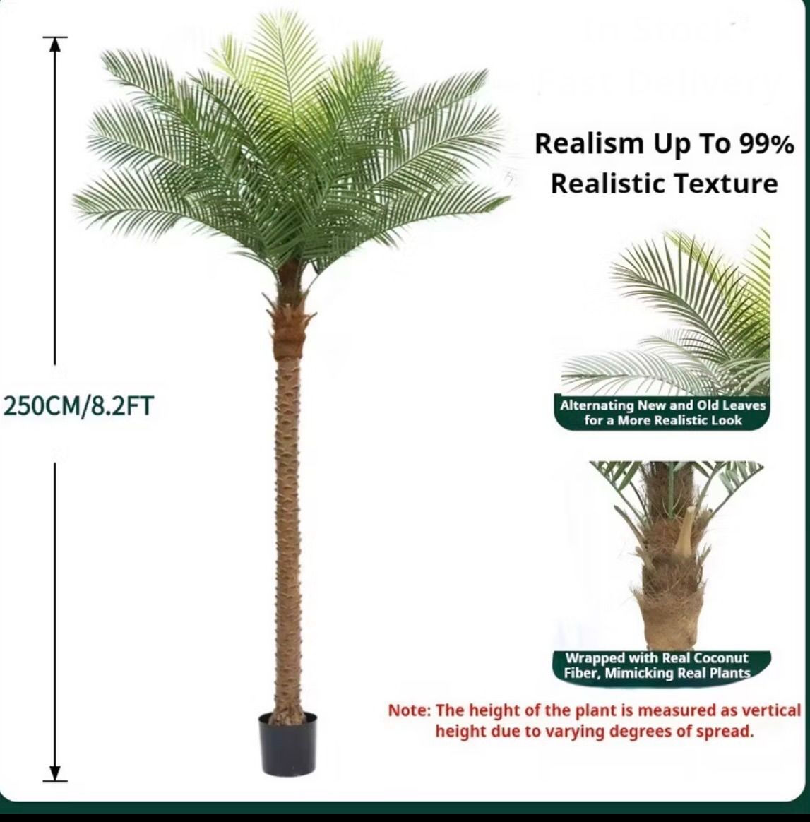 Artificial Coconut Tree Large Potted Simulated Palm Tree Outdoor Terrace Home Office Garden Decoration 250CM