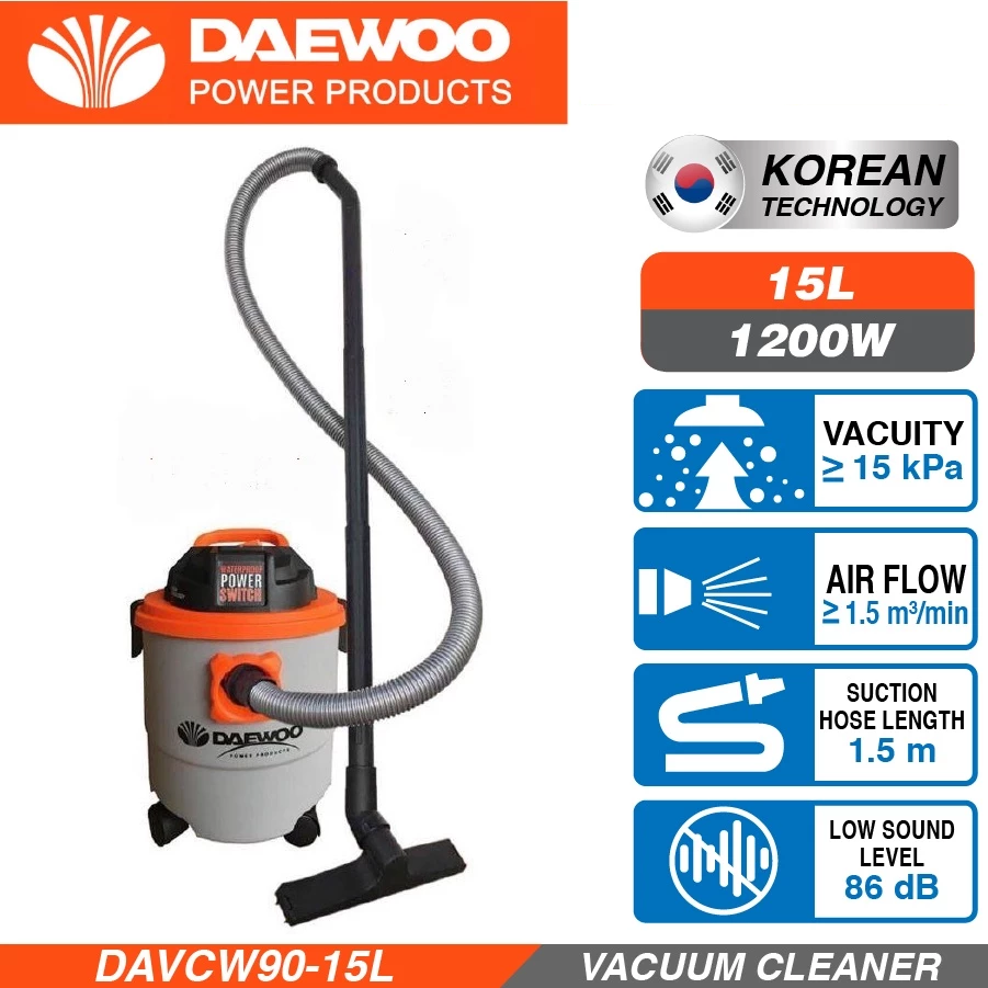 DAEWOO Wet And Dry Vacuum Cleaner DAVCW90-15L (1250W/15L)