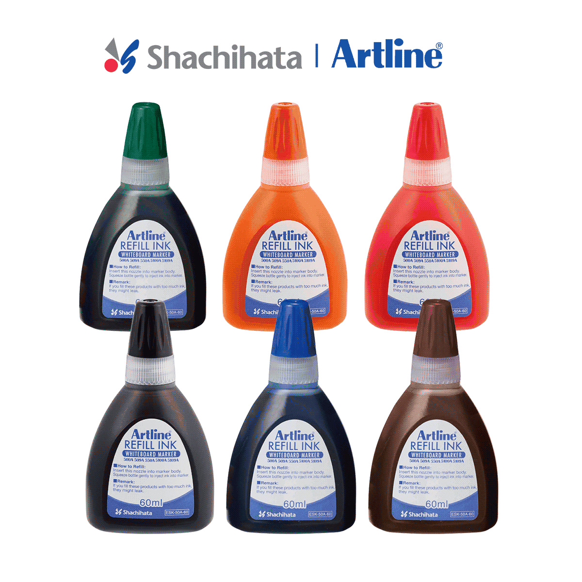 Artline Whiteboard Marker Refill Ink 60ml | 6 Colours available  Black