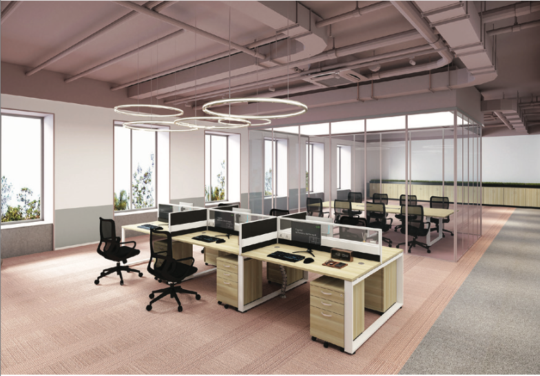 VS WORKSTATION / CLUSTER OF 6 / B30-SQ-6R / SIZE : 4500MM X 1500MM / WITH TABLE TOP PANEL