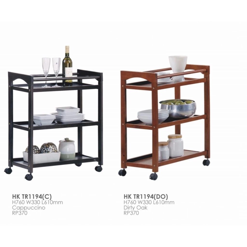 OEM 3 Tier Rubberwood Trolley