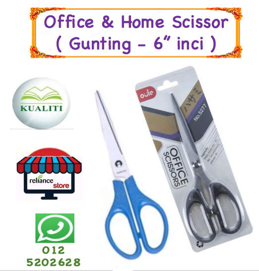Stainless Steel Scissor - 6" inch / Gunting - 6 inci / Pemotong Kertas # RP0584 ( KTT : 1 Unit )