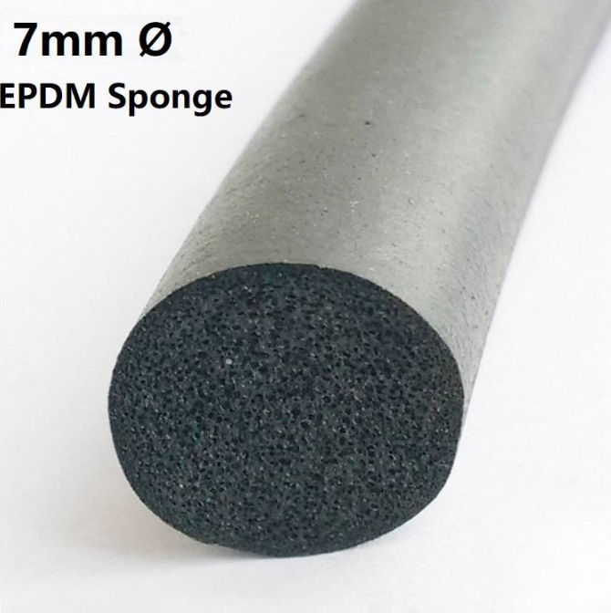 EPDM RUBBER SPONGE CORD CLOSED CELL ROUND FOAM STRIP 7MM DIAMETER BLACK