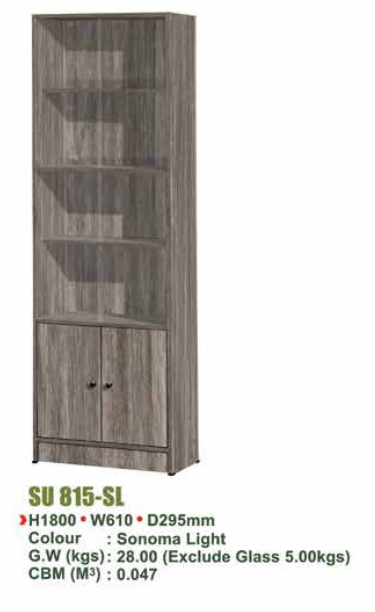 SU FILE CABINET WITH DOORS & GLASS SU 815 - SL/N.OAK