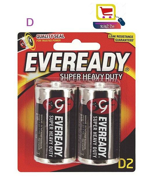 Eveready Super Heavy Duty Battery D Pack of 2