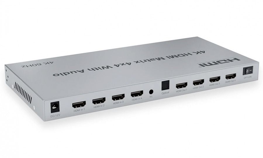 4x4 HDMI Matrix with Audio Extractor 4K@60Hz HDR 18Gbps HDMI 2.0 Matrix Switcher Splitter 4 in 4 Out Support HDCP2.2 EDID RS232 ( 4K 60Hz Matrix 4x4)
