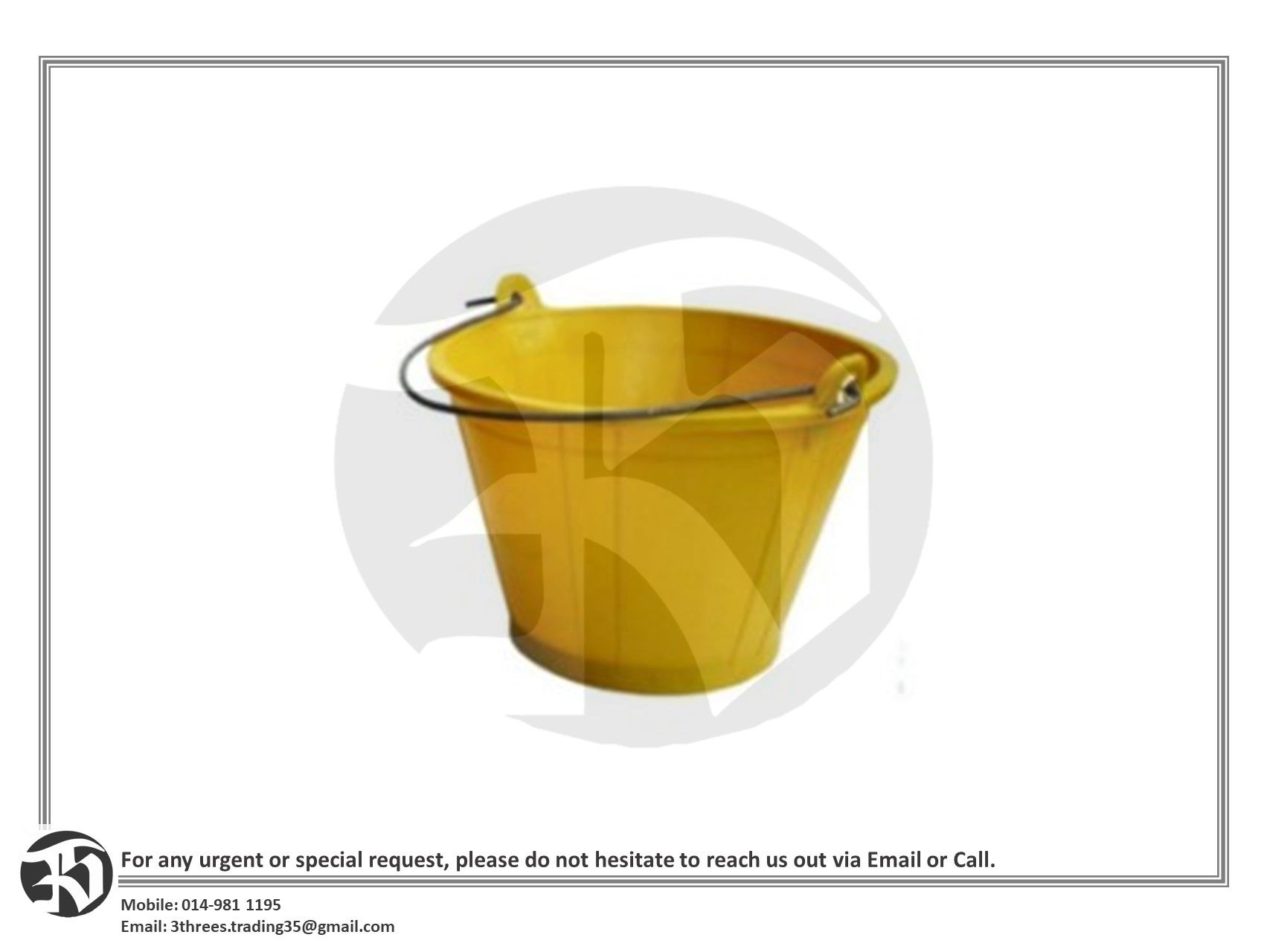 PVC Yellow Cement Pail Bucket