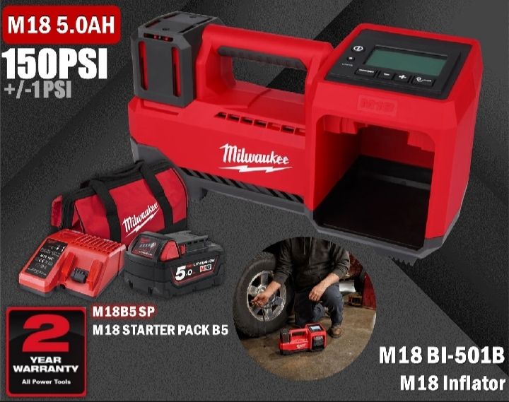 Milwaukee M18 Tire Inflator / BI / Tyre Inflator / Tire Pump / 150PSI Car Inflator - Complete set Package