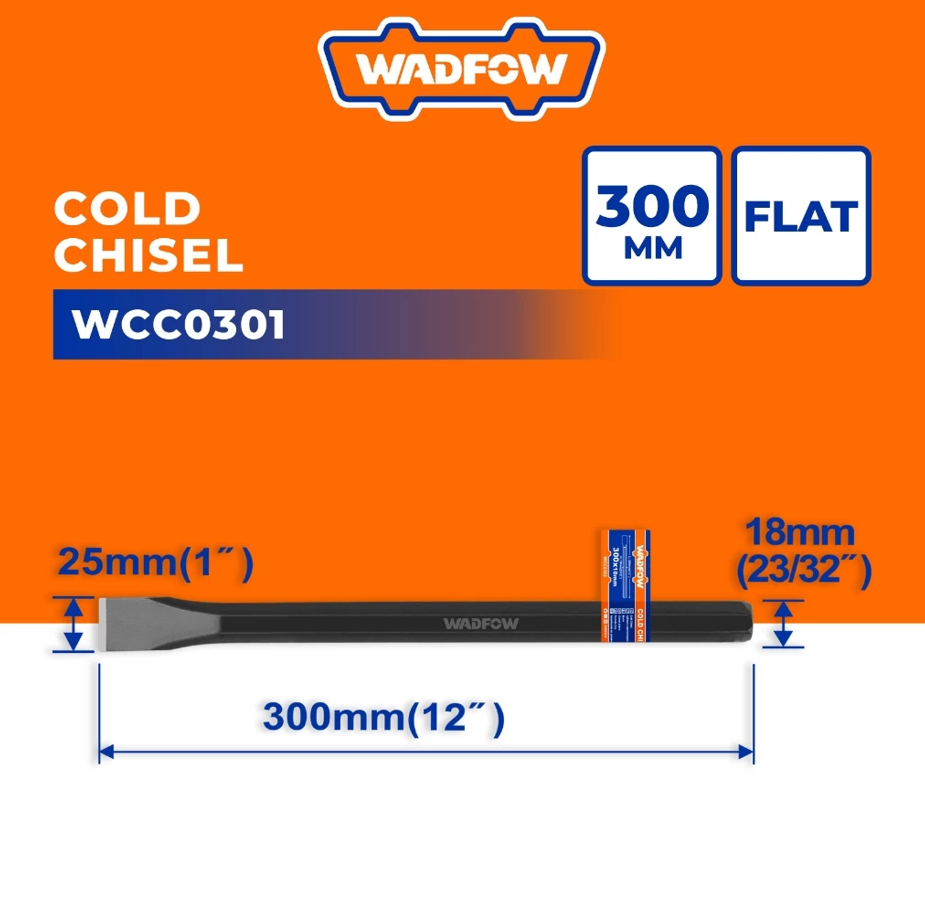 WADFOW COLD CHISEL (FLAT) HEAT TREATED 45# CARBON STEEL (WCC1301)