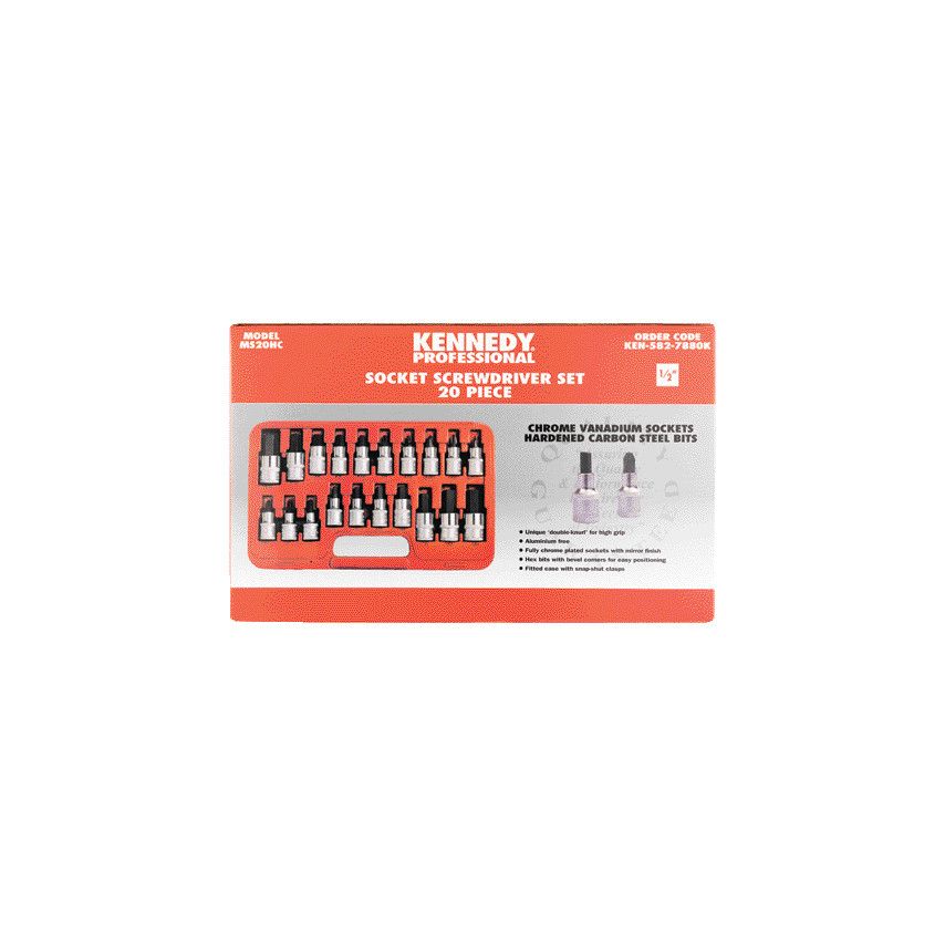 Kennedy-Pro *Kennedy-Pro 1/2in. Socket Set, Imperial/Metric, Set of 20 (KEN5827880K)