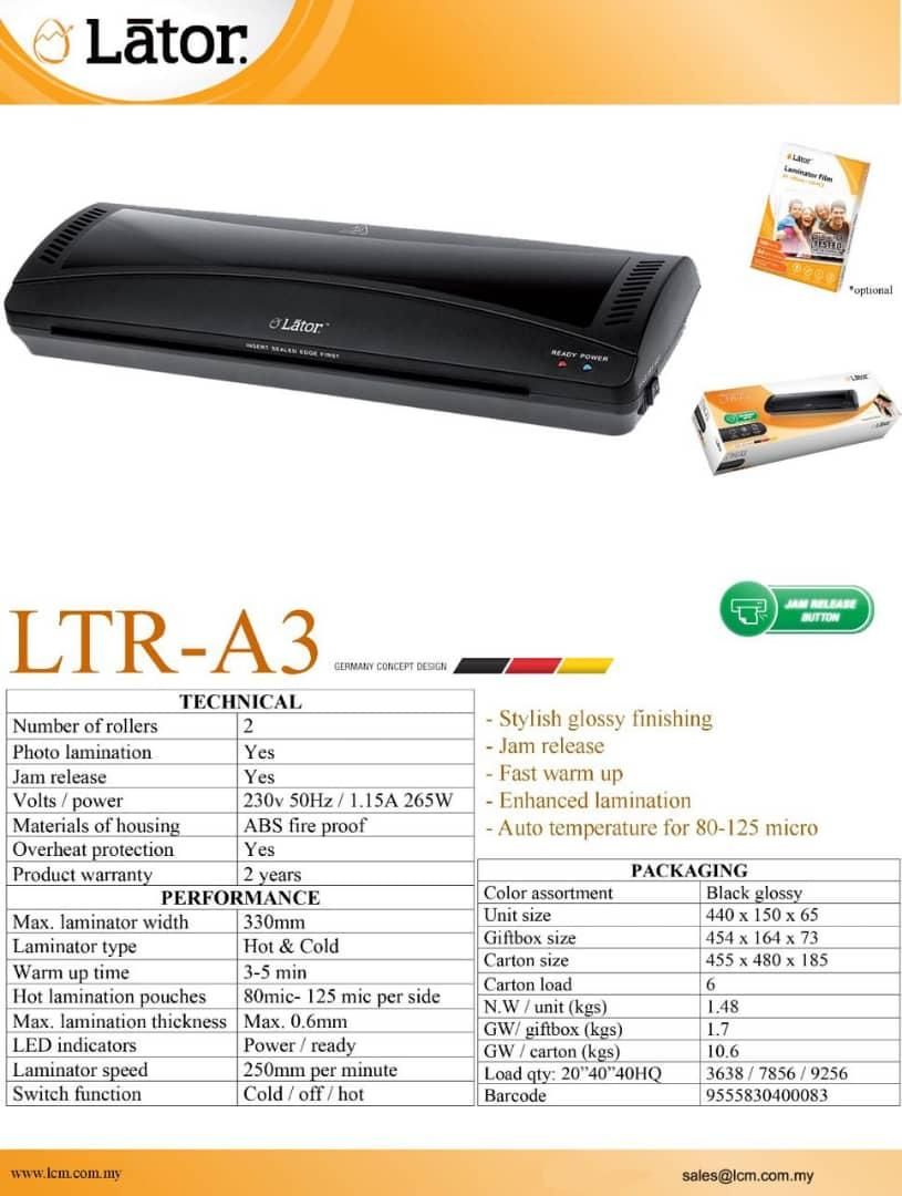 LATOR A3 LAMINATOR LTR-A3