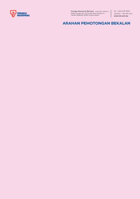 QP BORANG ARAHAN PEMOTONGAN BEKALAN TNB (PINK) 80GSM 500'S