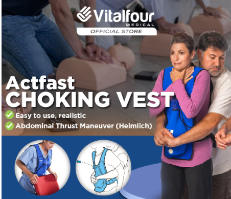 VITALFOUR CHOKING TRAINER ACTFAST™ ANTI CHOKING TRAINER FOR ABDOMINAL THRUST MANEUVER (HEIMLICH) CHOKING VEST