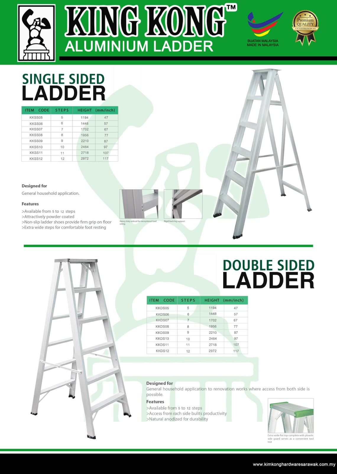 Ladder 7 Step Double Sided Aluminium