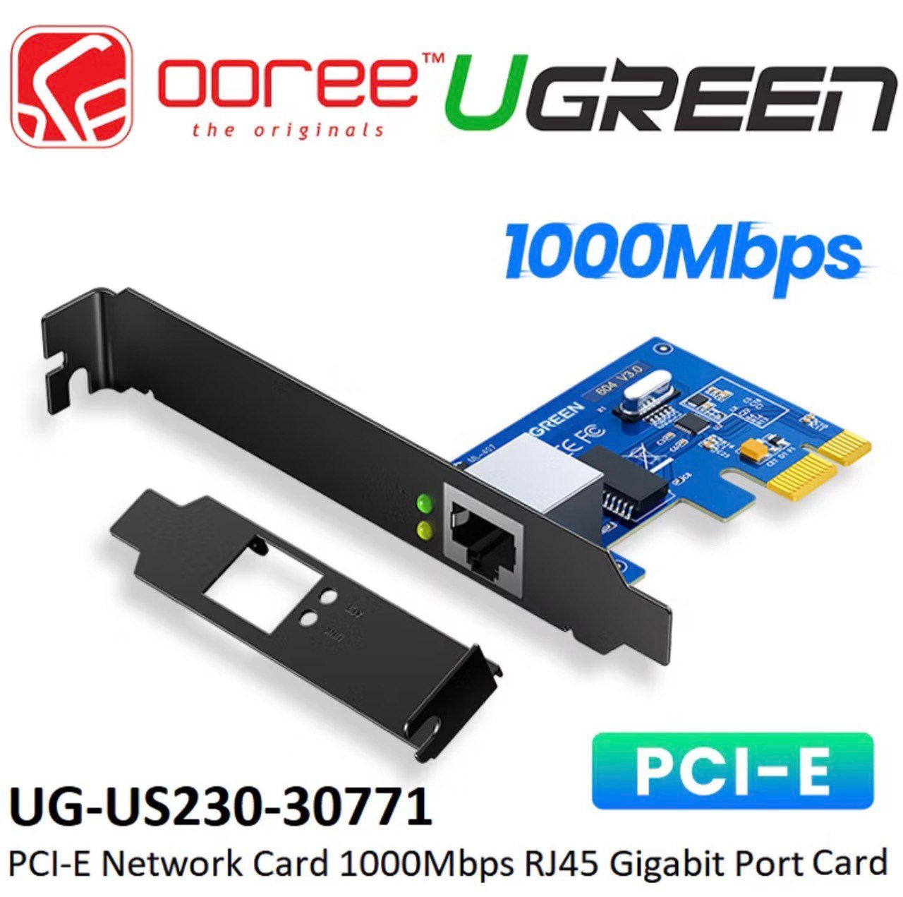 UGREEN US230 GIGABIT ETHERNET PCIE EXPRESS PCI-E NETWORK CARD ADAPTER 10/100/1000MBPS RJ45 GIGABIT PORT
