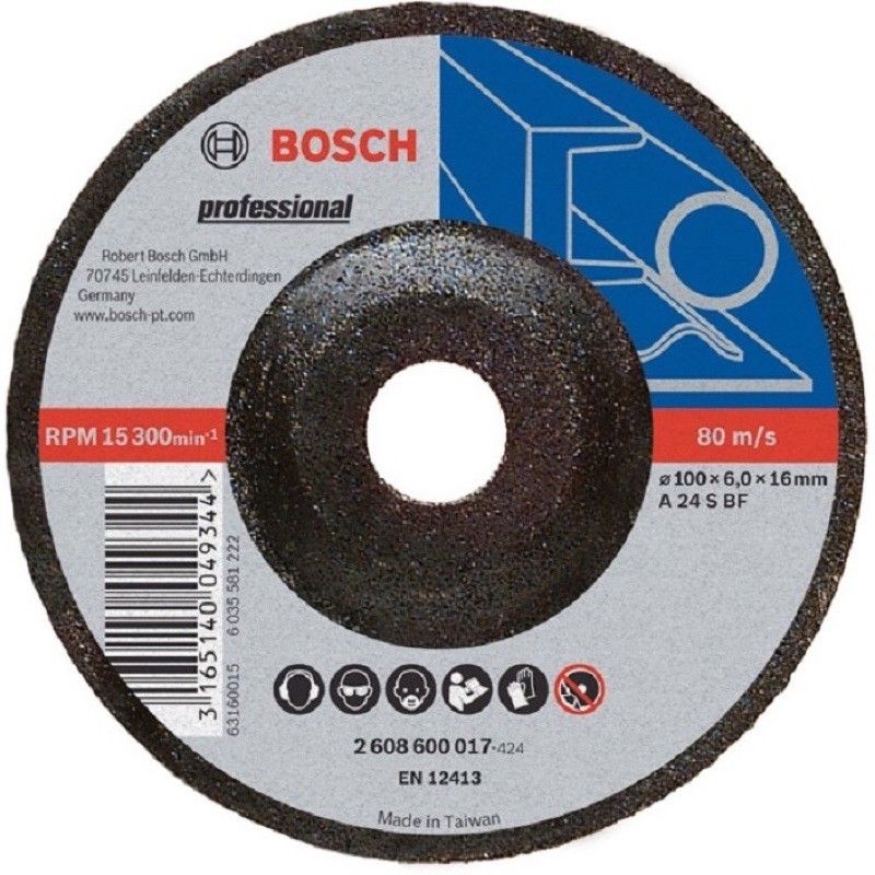 BOSCH GRINDING DISC PRO 4" 100MM X 6MM X 16MM STANDARD FOR METAL