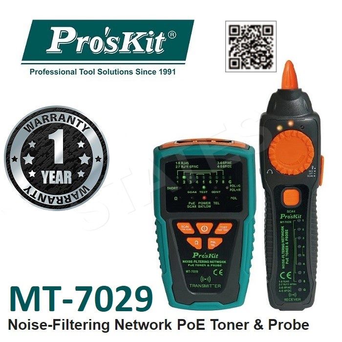 PRO'SKIT *#PRO'SKIT MT-7029 NOISE-FILTERING NETWORK POE TONER & PROBE