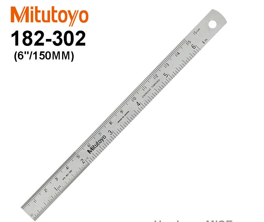 MITUTOYO 182-302 STEEL RULE SEMI FLEXIBLE RULES 6" / 150MM REFERENCE GAGES RULER