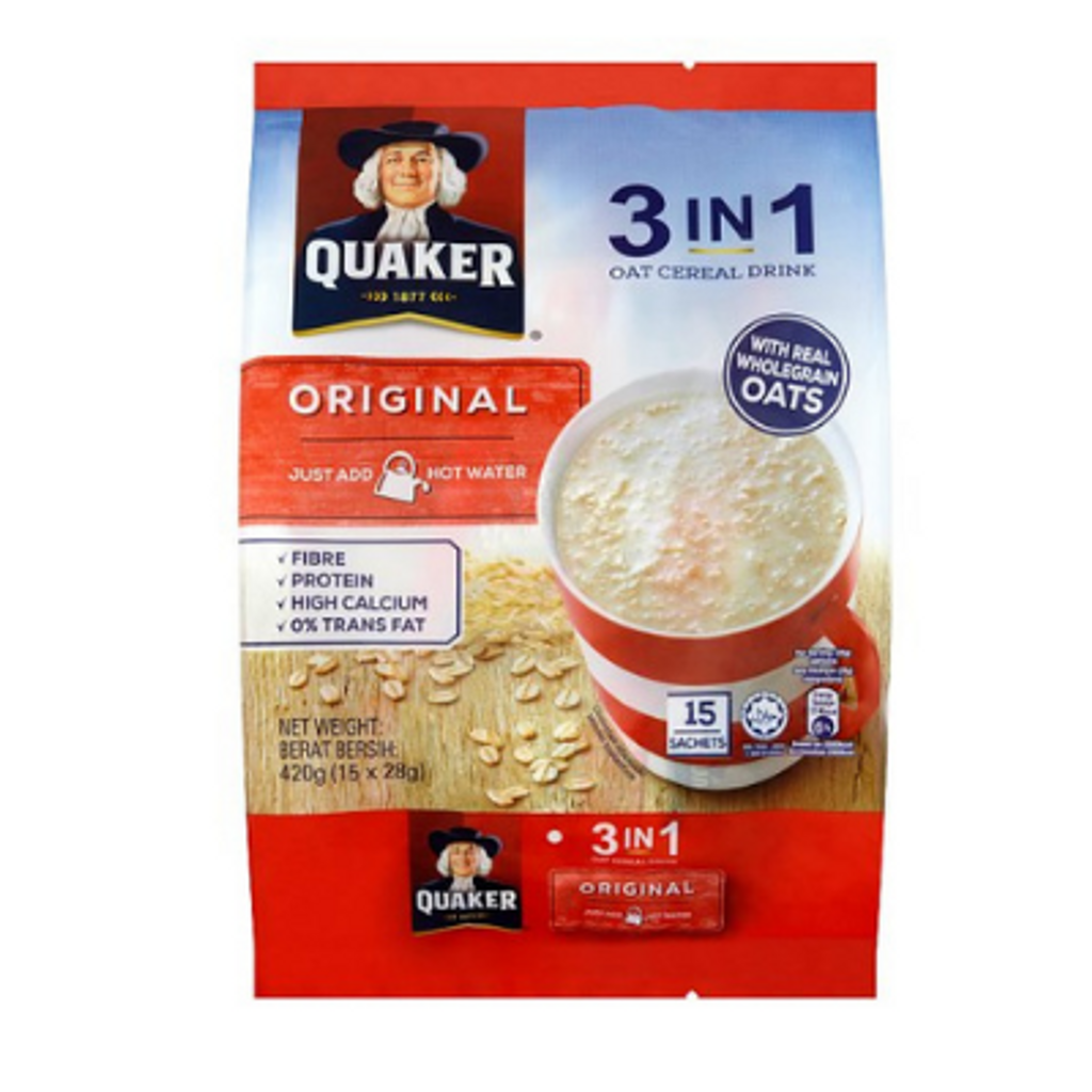 Quaker 3 in 1 Oat Cereal Drink Original 15 Sachets x 28g
