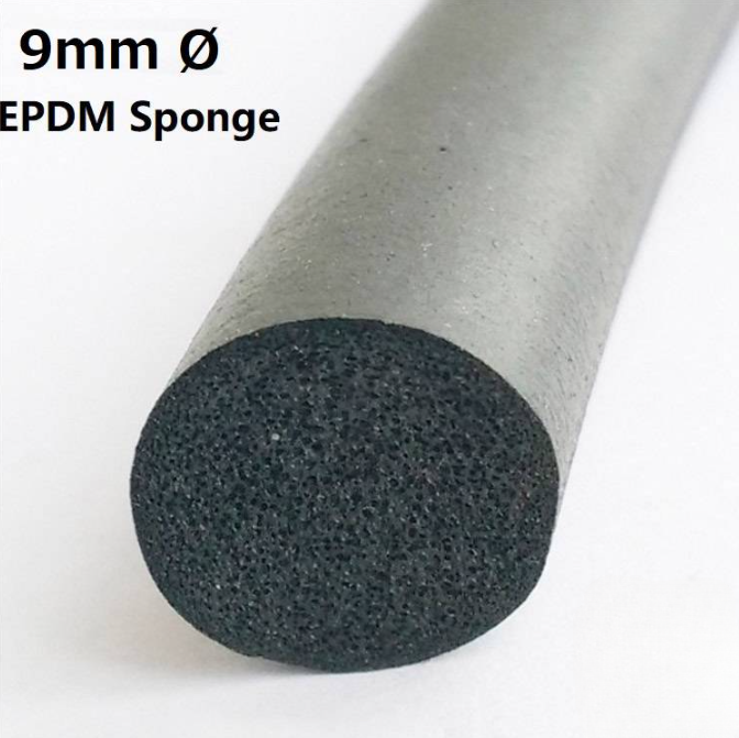 EPDM RUBBER SPONGE CORD CLOSED CELL ROUND FOAM STRIP 9MM DIAMETER BLACK
