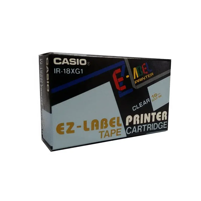 Casio Ez-Label Printer Tape Cartridge - 18mm, Black on Gold (XR-18GD1)