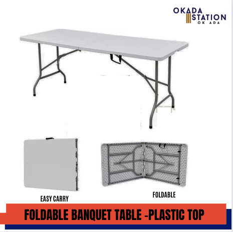 PLASTIC FOLDABLE BANQUET TABLE / 4 FT / 6 FT / BANQUET TABLE / MEJA LIPAT