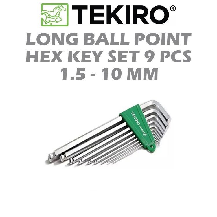 TEKIRO 9 PCS LONG BALL POINT HEX KEY SET HK-BP1204