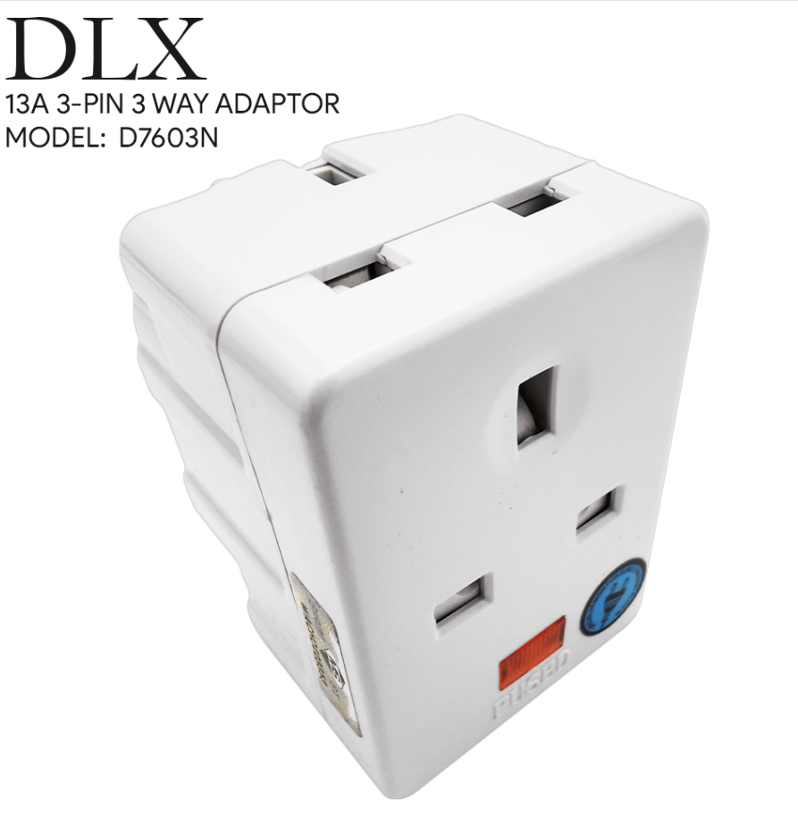 DLX - 3 WAY 3-PIN ADAPTOR WITH NEON (D7603N) ADAPTER