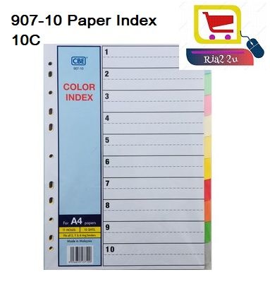 CBE Index Divider 10 Colours / Paper Index / Index Divider 10c / Index RTSB - CBE 907-10
