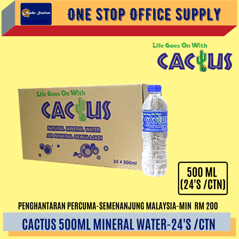 CACTUS 500ML MINERAL WATER -24 BOTOL (CARTON) / Cactus / Mineral Water / 500ml /Cactus Mineral Water