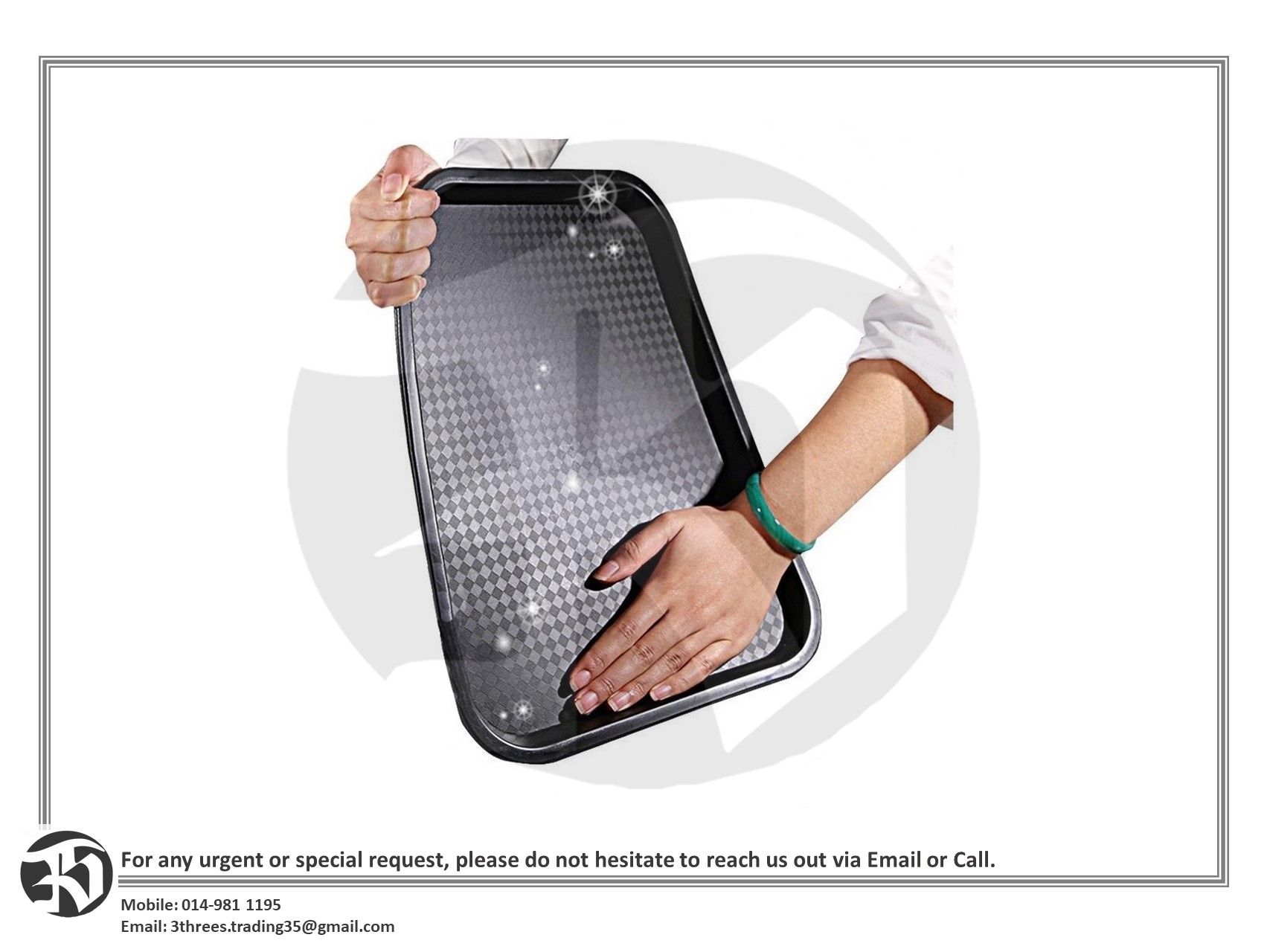 Anti-slip Serving Tray 14" x 18", Black