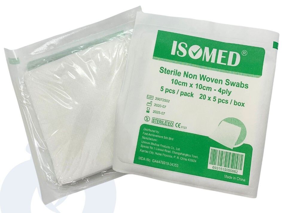 ISOMED STERILE NON WOVEN SWAB 4PLY