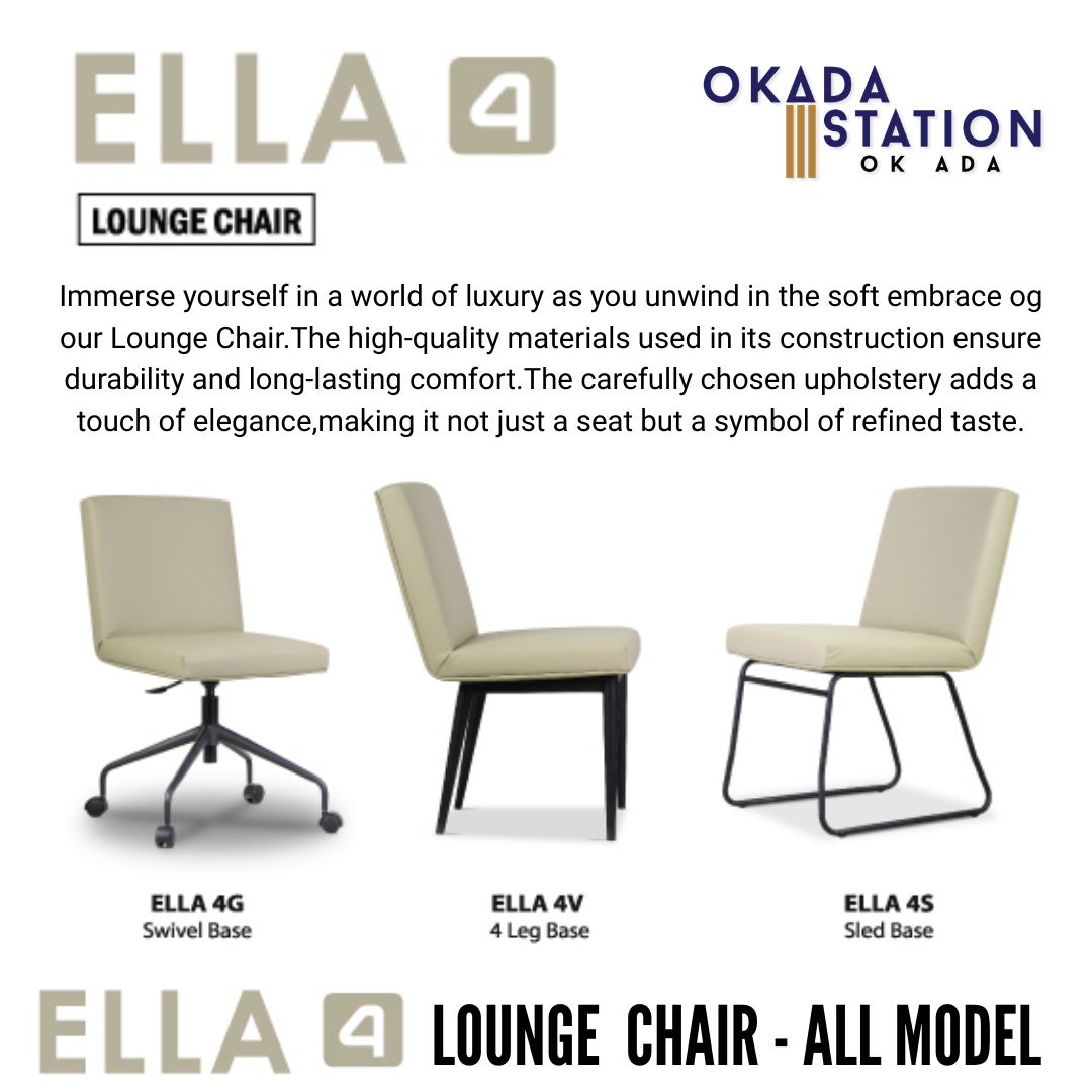ELLA 4 LOUNGE CHAIR - ALL MODEL / SECRETARIAL SERIES / OFFICE CONFERENCE CHAIR / MEETING CHAIR / VISITOR CHAIR / RELAXING CHAIR / SWIVEL BASE / 4 LEG BASE / SLED BASE / FABRIC / PU LEATHER / ELLA 4