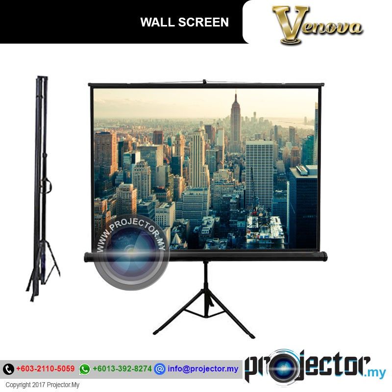 Meki/Venova 84" X 84" (7鈥檟7鈥� Tripod LCD Projector Screen-Matt White 4:3 Projection