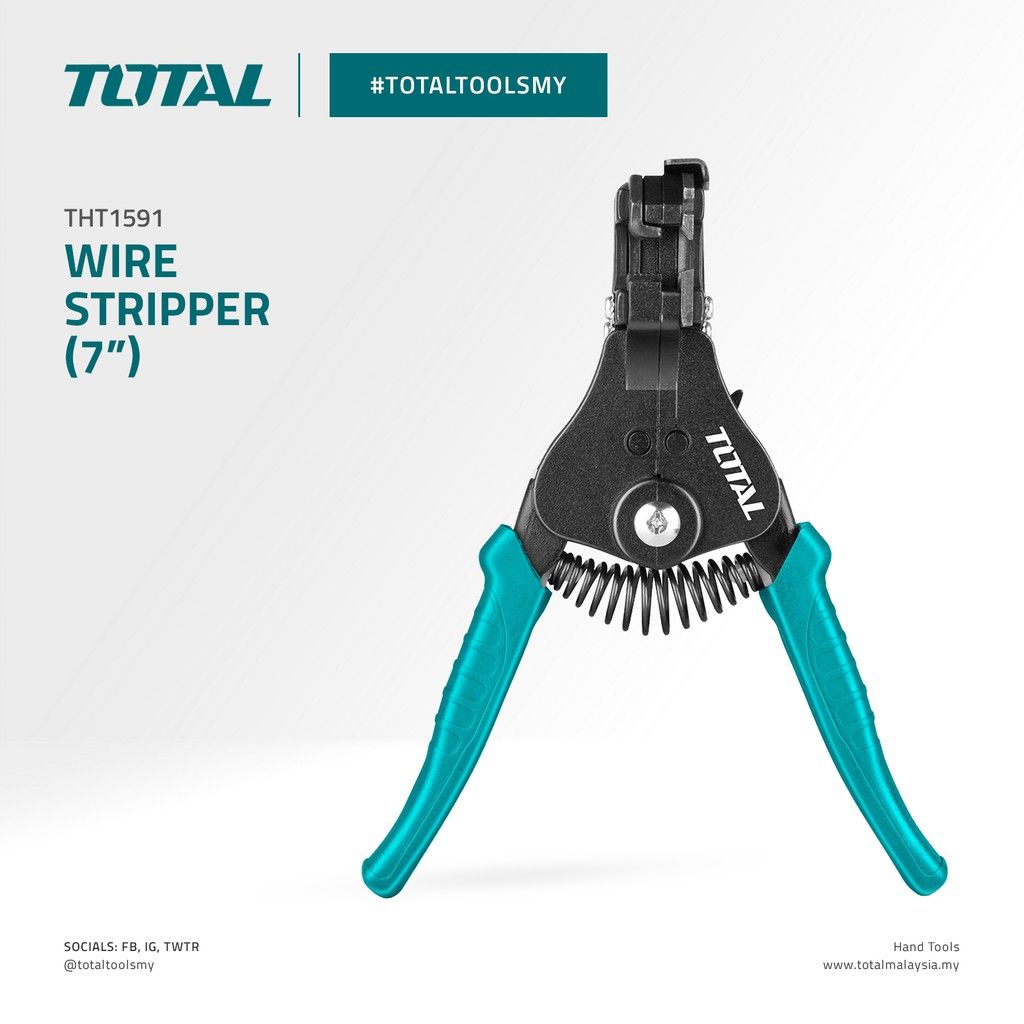 TOTAL WIRE STRIPPER MANGANESE STEEL (1.0MM/1.6MM/2.0MM/2.6MM/3.2MM/65MN/7") THT1591