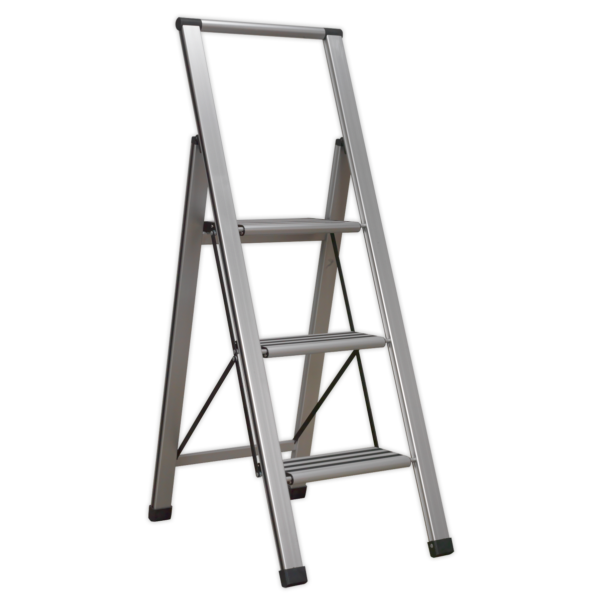 RS PRO Slim Folding Steps 3 Tread Aluminium Steps Ladder