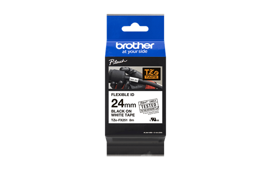Brother TZe-FX251 Black on White (24mm) Flexible Identification Tapes