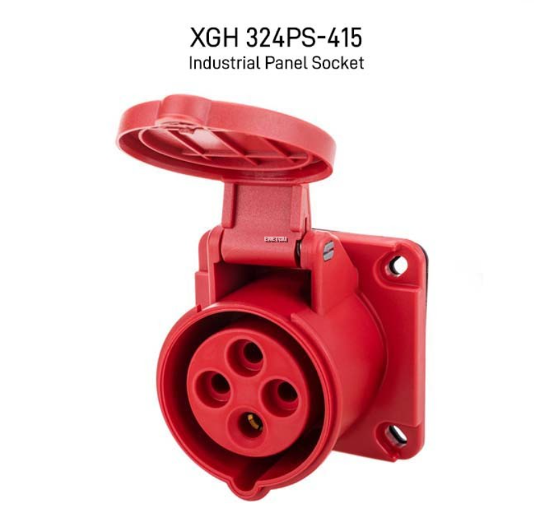 XGH PANEL SOCKET 32A, 3P + E (RED) IP44