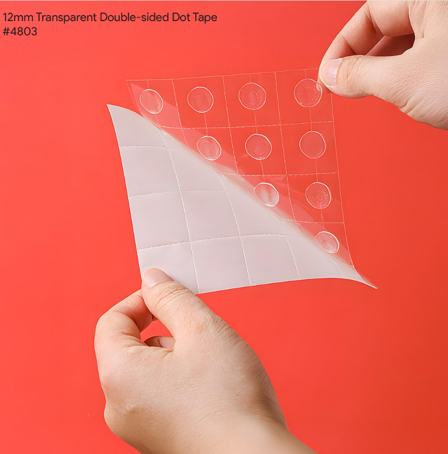 RANDOM 12MM TRANSPARENT DOUBLE-SIDED DOT TAPE (1000-DOT / PACK) RANDOM