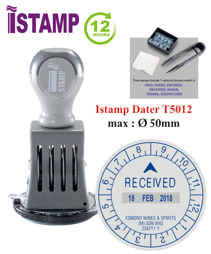 IStamp Dater Stamp Cop / I-Stamp Date Cop / Cop Bertarikh # 1 Ink Warna # Custom Made Stamp Chop