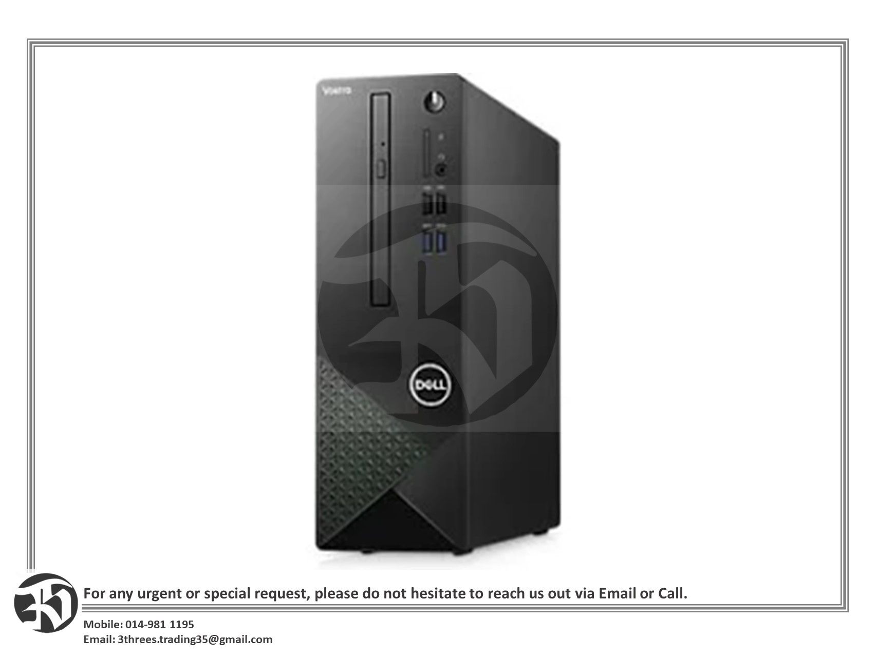 Dell Inspiron 3471-9481SG-W10 Desktop PC (I5-9400/8GB/1TB HDD/Intel UHD GRAPHIC/DVDRW/WIN 10 Home/Keyboard & Mouse/2 Yrs Warranty)