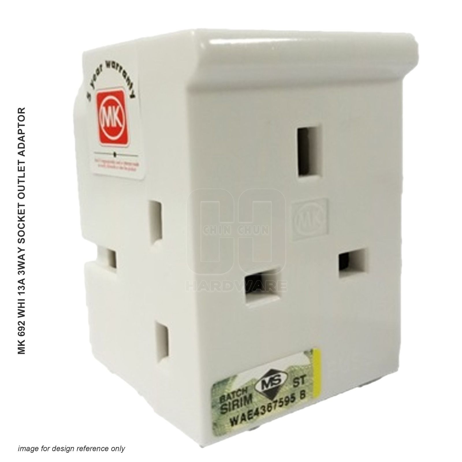MK 692 WHI 13A 3WAY SOCKET OUTLET ADAPTOR 